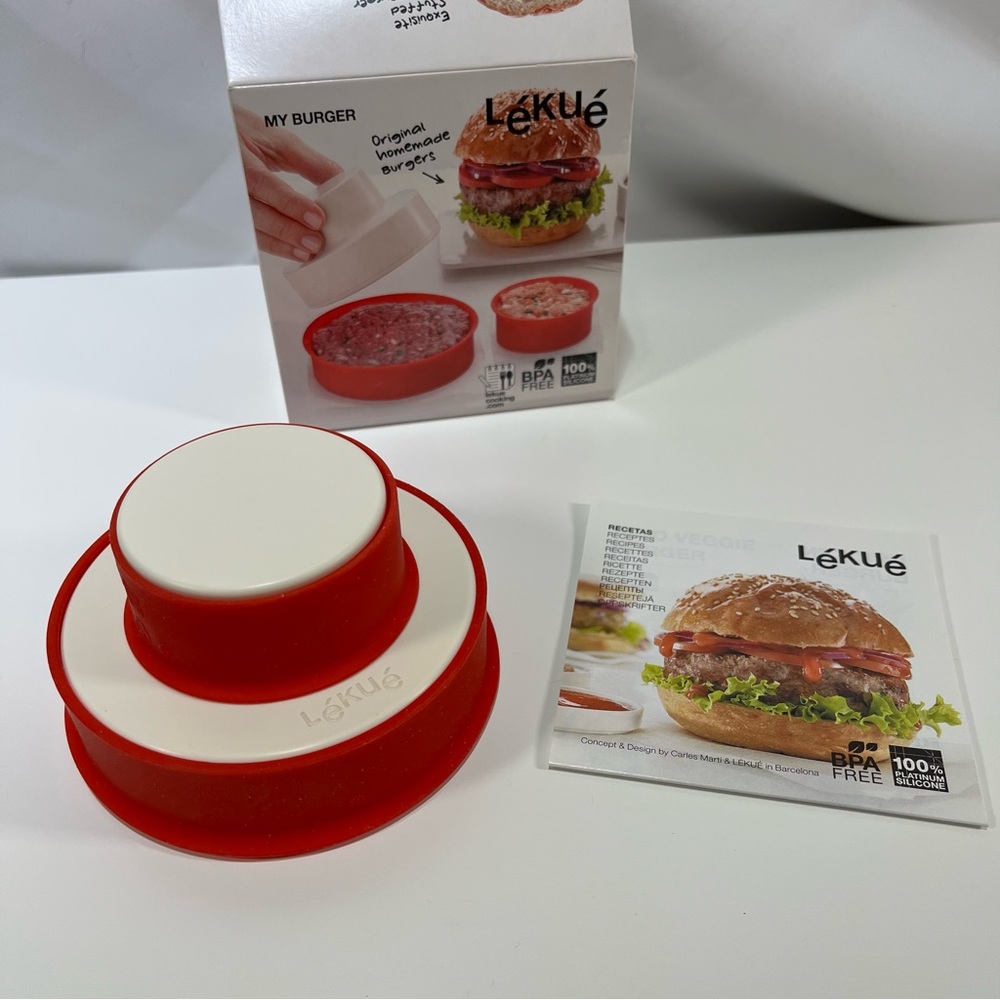 Lekue My Burger Stuffed Hamburger Patty Maker NEW Red BPA Free Silicone